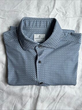 Emanuel Berg | Modern Fit | Light Blue Cotton Blend | Pattern Button-Down Shirt